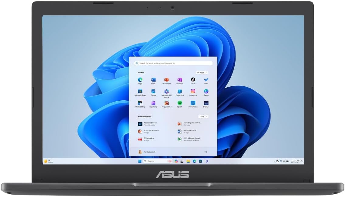 ASUS 2024 Vivobook Go 11.6” HD Laptop, Intel Dual Core N4500, Intel Graphics, 4GB, 128GB, Windows 11 Home in S Mode, Star Black, L210KA-ES04