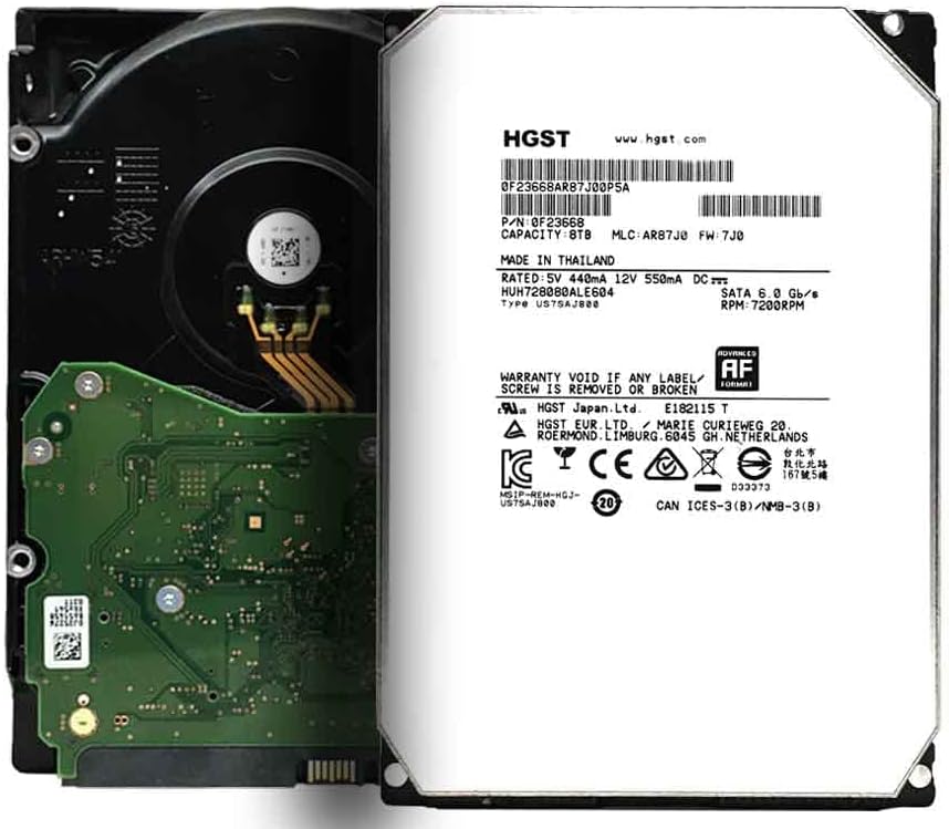 HGST HUH728080ALE604 Ultrastar He8 (Helium Platform) 8TB 7200RPM 128MB Cache SATA 6.0Gb/s 3.5inch Internal Enterprise Hard Drive – 0F23668 (Renewed)