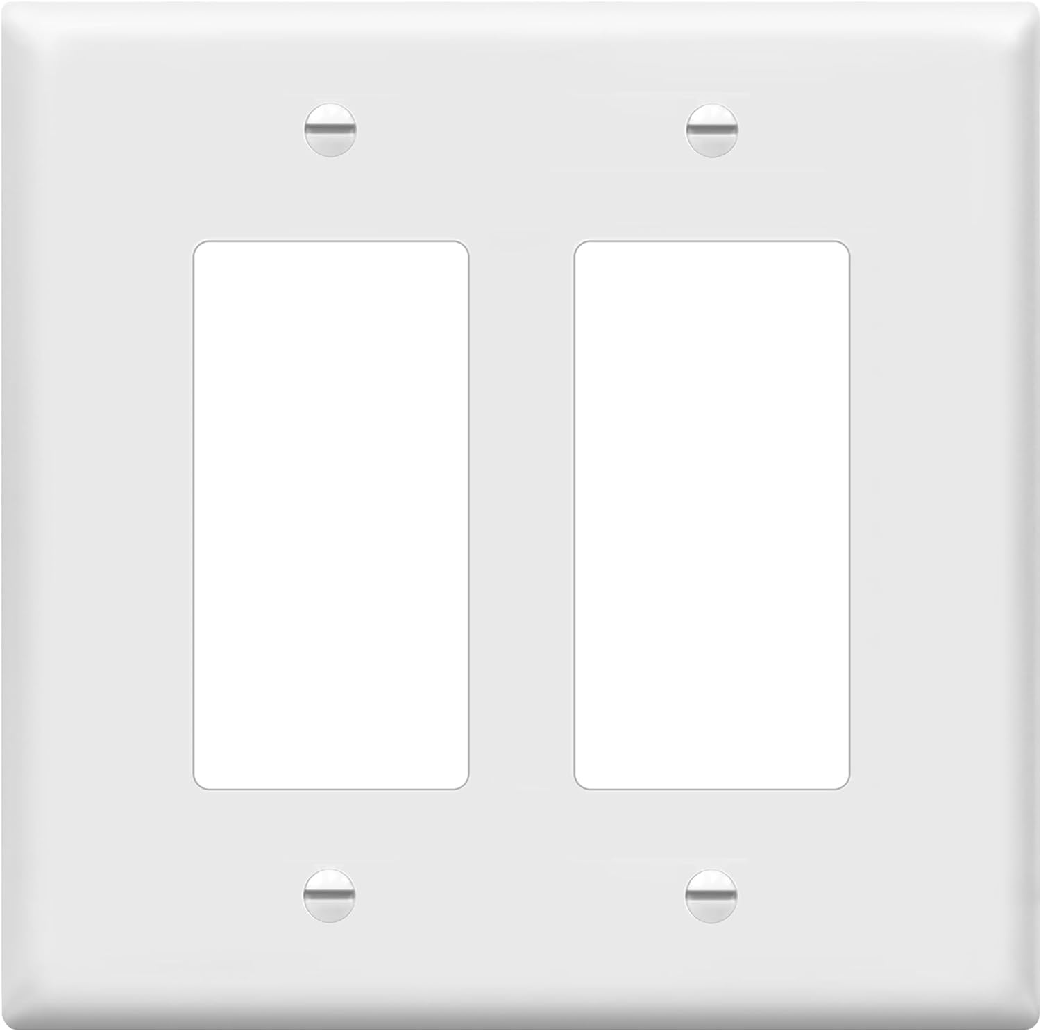 ENERLITES Decorator Light Switch or Receptacle Outlet Wall Plate, Mid-Size 2-Gang 4.88″ x 4.92″, Polycarbonate Thermoplastic, UL Listed, 8832M-W, White