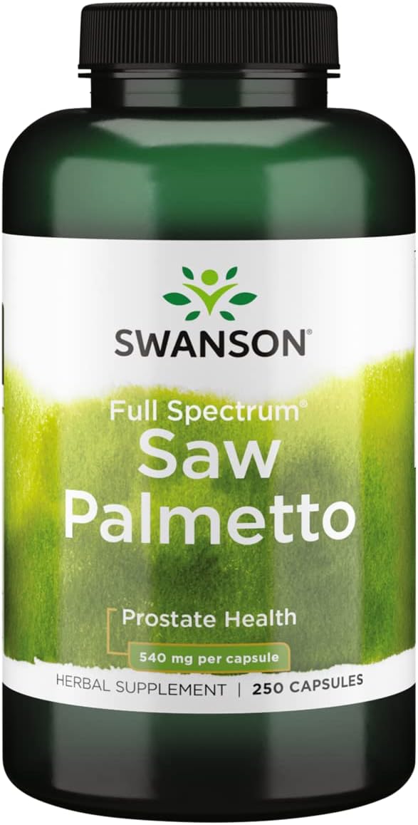 Swanson Saw Palmetto Herbal Supplement for Men Prostate Health Hair Supplement Urinary Health 540 mg 250 Capsules