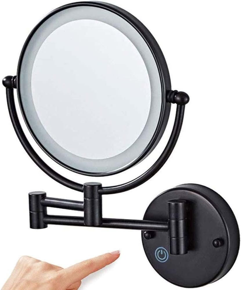 1X/10X Bathroom Makeup Mirror with Touch Screen Dimming,8 inch Wall Mounted Makeup Vanity Mirror 360°Rotatable Double Sides Magnifying Shaving Mirror,