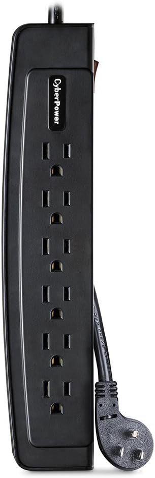 CyberPower CSP604T Professional Surge Protector, 1350J/125V, 6 Outlets, 4ft Power Cord Black