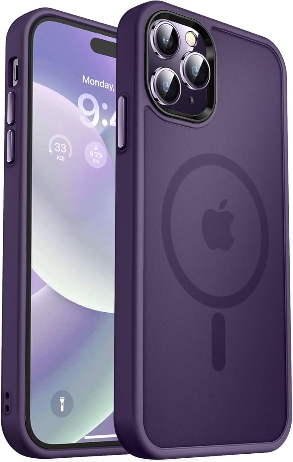 MOCCA Strong Magnetic for iPhone 14 Pro Max Case [Compatible with Magsafe] [10FT Military Grade Protective] Translucent Matte Slim Shockproof Case for iPhone 14 Pro Max 6.7″ Deep Purple