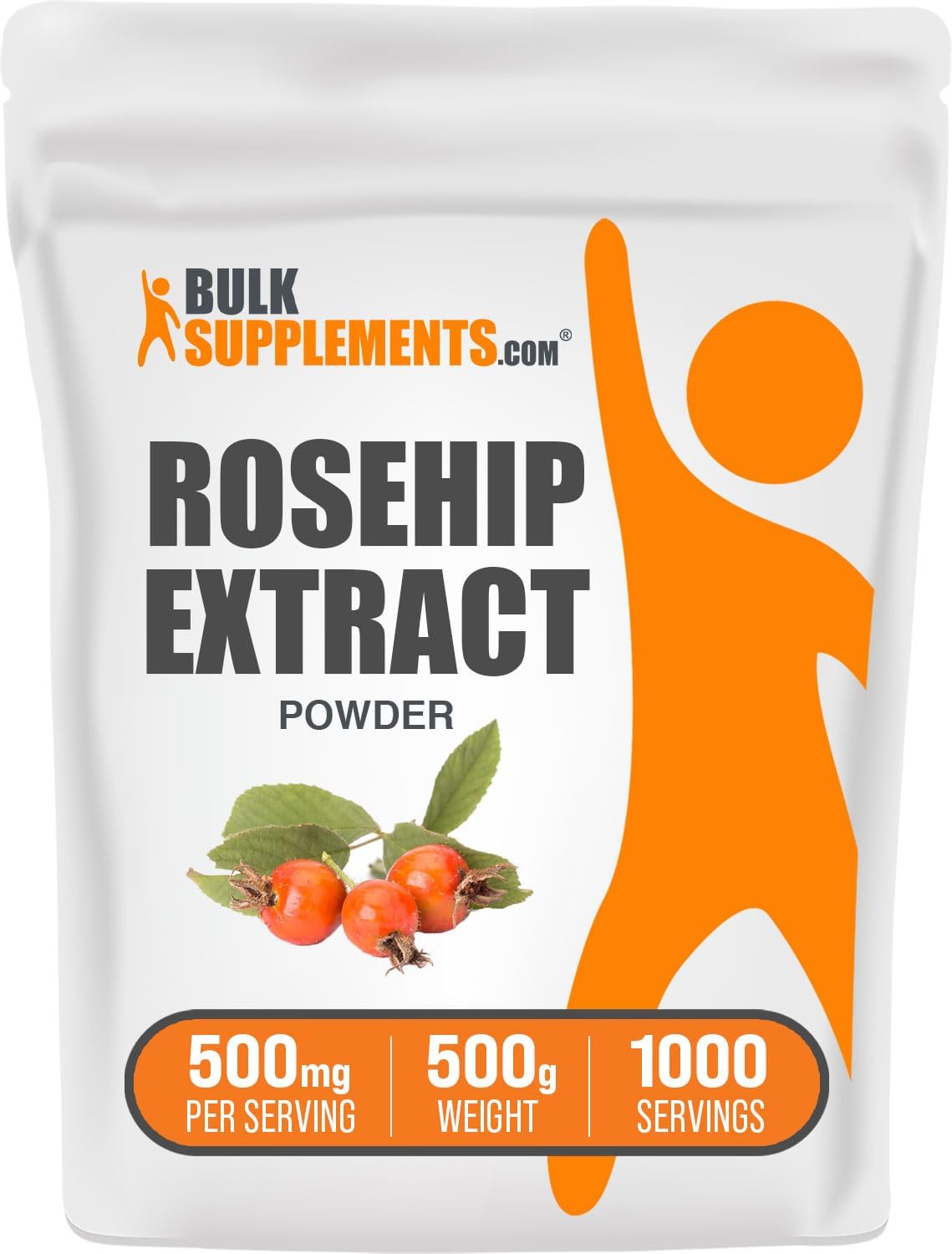 BulkSupplements.com Rosehip Extract Powder – Rose HIPS Supplement, Rosehip Powder – Herbal Supplement, Antioxidants Source – Gluten Free, 500mg per Serving, 500g (1.1 lbs) (Pack of 1)