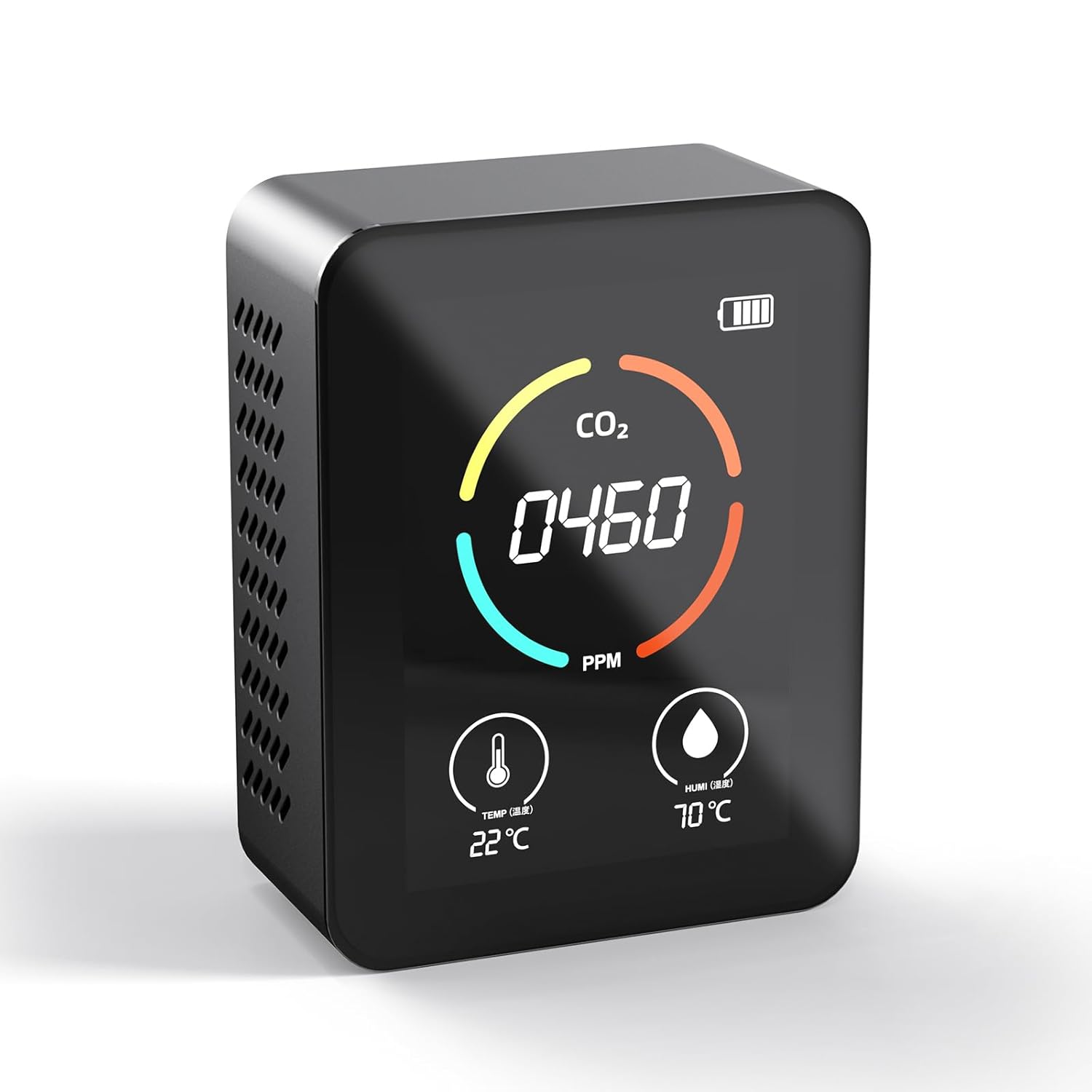 CO2 Monitor, 3-in-1 Black TVOC Air Quality Monitor Indoor for Desktop Home Car Office Room, CO2 Detector Counter Capable of Real-Time Monitoring of CO2&Temperature&Humidity in The Air