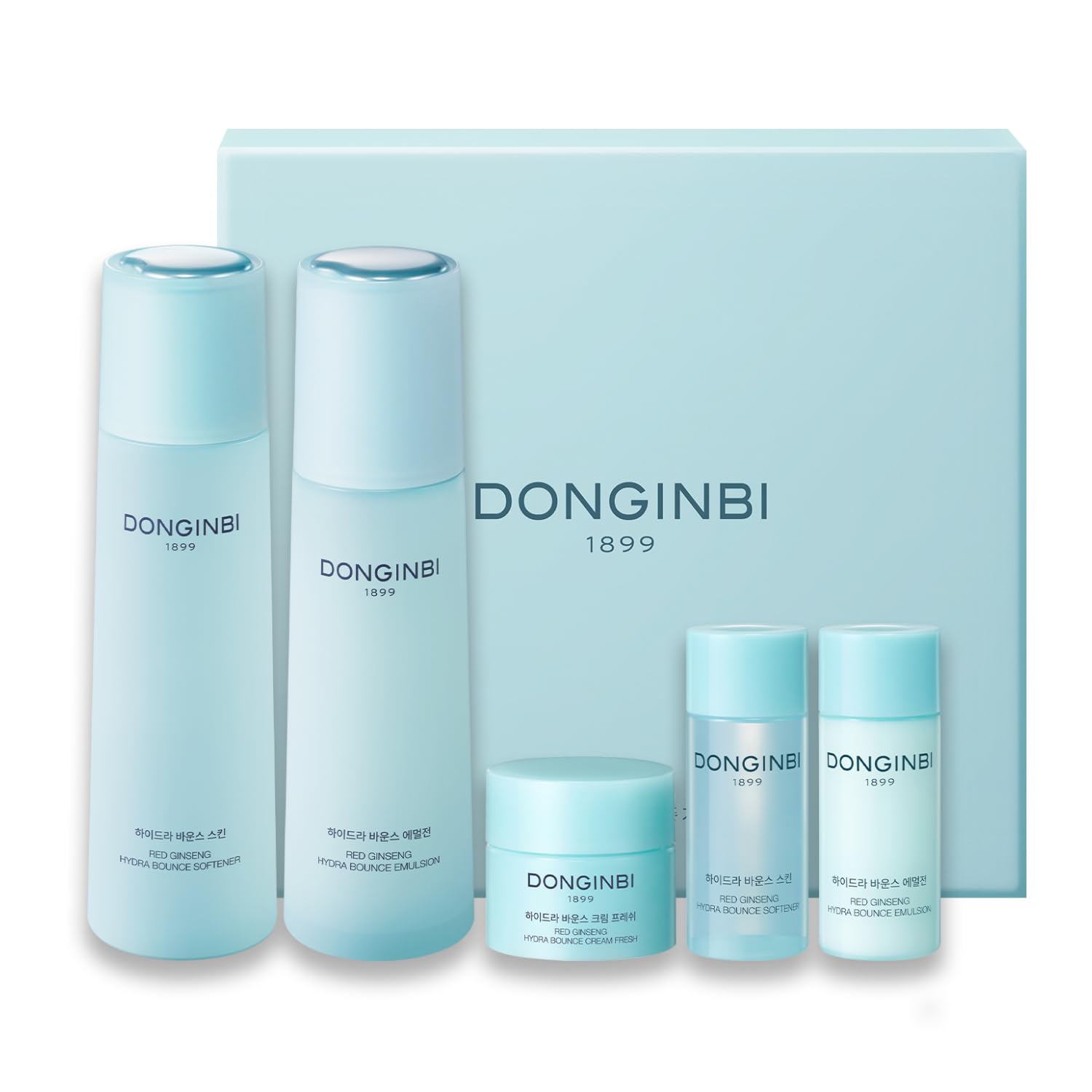 DONGINBI Hydra Bounce Korean Skin Care Set – Face Toner, Lotion, and Moisturizer with Red Ginseng and Hyaluronic Acid for Soft, Supple, and Hydrated Skin – Korean Face Moisturizer