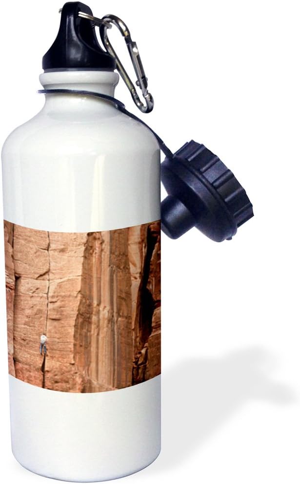 3dRose “Utah, Zion National Park, climber, Weeping Rock US45 RBR0001 Rick A. Brown” Sports Water Bottle, 21 oz, White