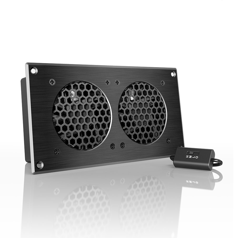 AC Infinity AIRPLATE S5, Quiet Cooling Fan System 8″ with Speed Control, for Home Theater AV Cabinets