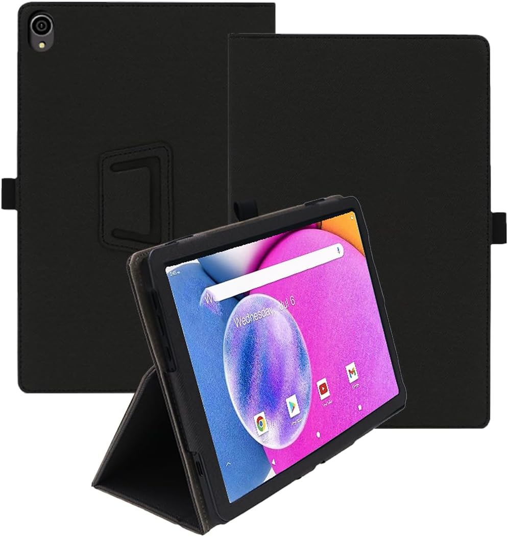 Case for Maxsignage EP103A Android 13 Tablet,10.1″ Touch Screen Tablets 2024 Upgraded Version，Premium Leather Business Folio Stand Cover with Hand Strap for Tablet,Black.