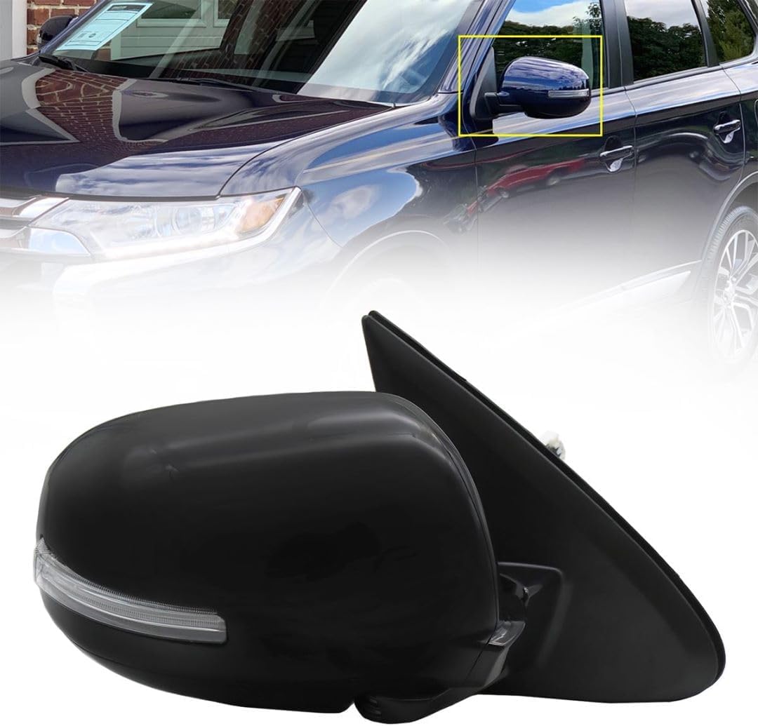 9Pins Mirror Fit for 2014-2021 Mitsubishi Outlander, Right Passenger Side with Power Heated Turn Signal and Electric folding (Doesn’t Fit for Outlander Sport Model) (Right/Passenger Side)