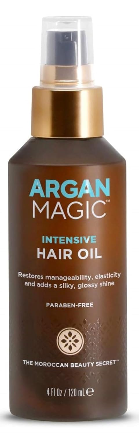 Argan Magic Intensive Hair Oil – Restores Manageability and Elasticity | Adds Shine and Gloss | Controls Frizz | Made in USA, Paraben Free, Cruelty Free (4 oz)