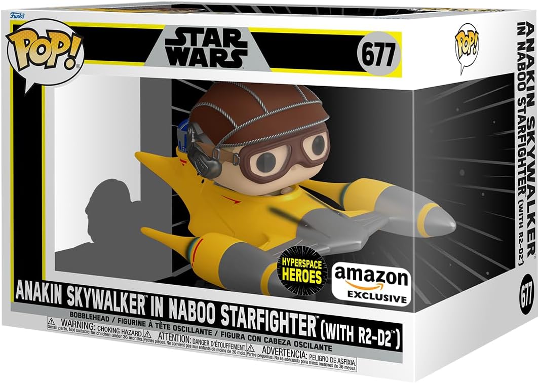 Funko Pop! Ride Super Deluxe: Star Wars Hyperspace Heroes – Anakin in Naboo Sarfighter with R2-D2, Amazon Exclusive