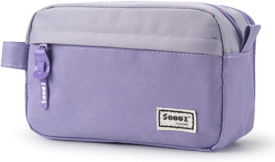 Sooez High Capacity Pencil Case, Big Pencil Bag Pouch Box Organizer Pen Case, Portable Journaling Supplies with Easy Grip Handle & Loop, Asthetic Supply for Girls Adults, Mint Green