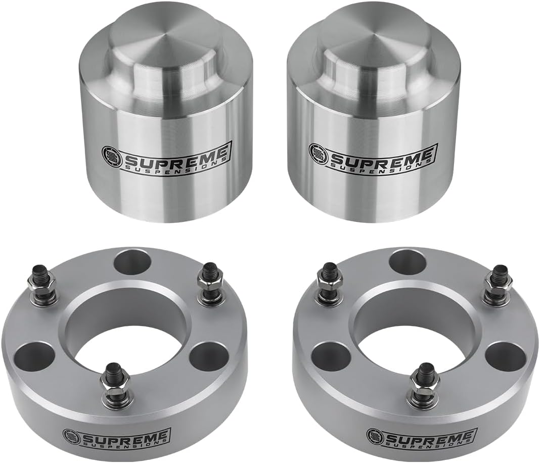 Supreme Suspensions – 3″ Front + 3″ Rear Lift Kit for 2007-2020 Avalanche, Suburban, Tahoe, Yukon 1500 2WD/4WD T6 Billet Aluminum Suspension Lift Kit (Silver)