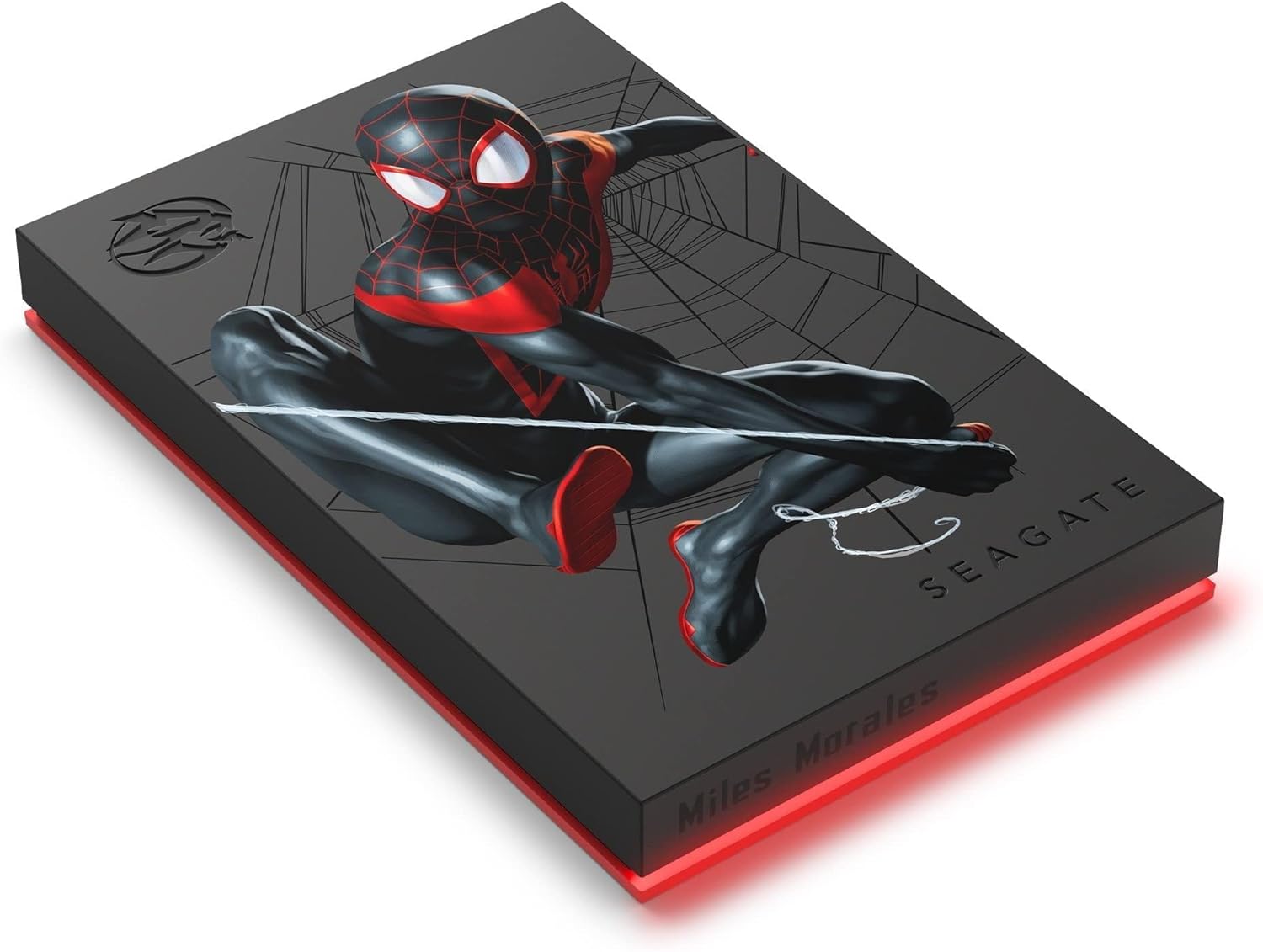 Seagate Miles Morales Special Edition FireCuda External Hard Drive 2TB – USB 3.2 Gen 1, customizable LED RGB lighting Red, with Rescue Services (STKL2000419)