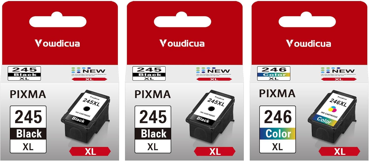 PG-245XL CL-246XL Ink Cartridge, 3-Pack (2BlacK,1color) Compatible Replacement for Pixma MX490 MX492 MX498 TS202 TS302 TS3100 Printer