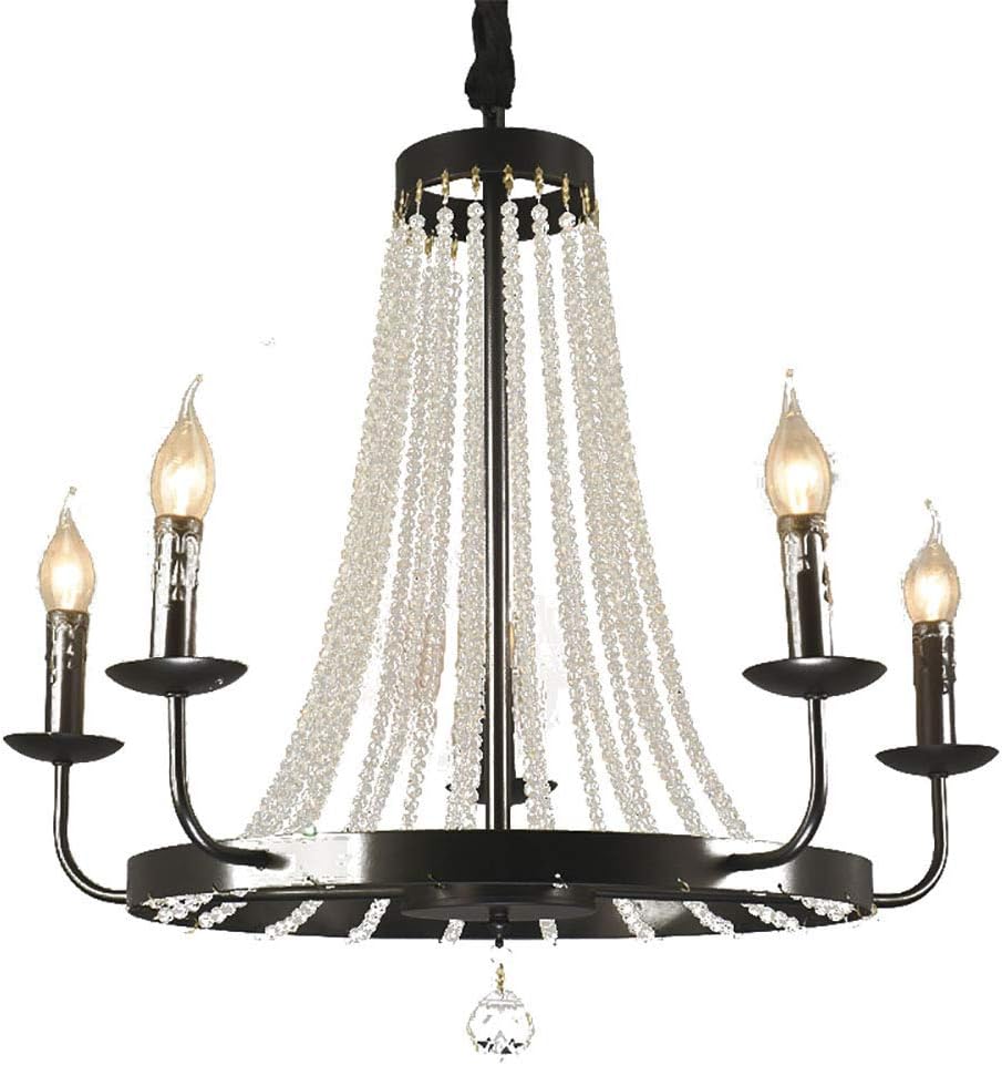 V-intage Crystal Beaded Chandelier During,Farmhouse Ceiling Light Rustic Black Chandeliers Compatible with Dining Room Kitchen Living Room Foyer Laundry Bedroom, Chandelier Light Fixture,Hanging Ligh