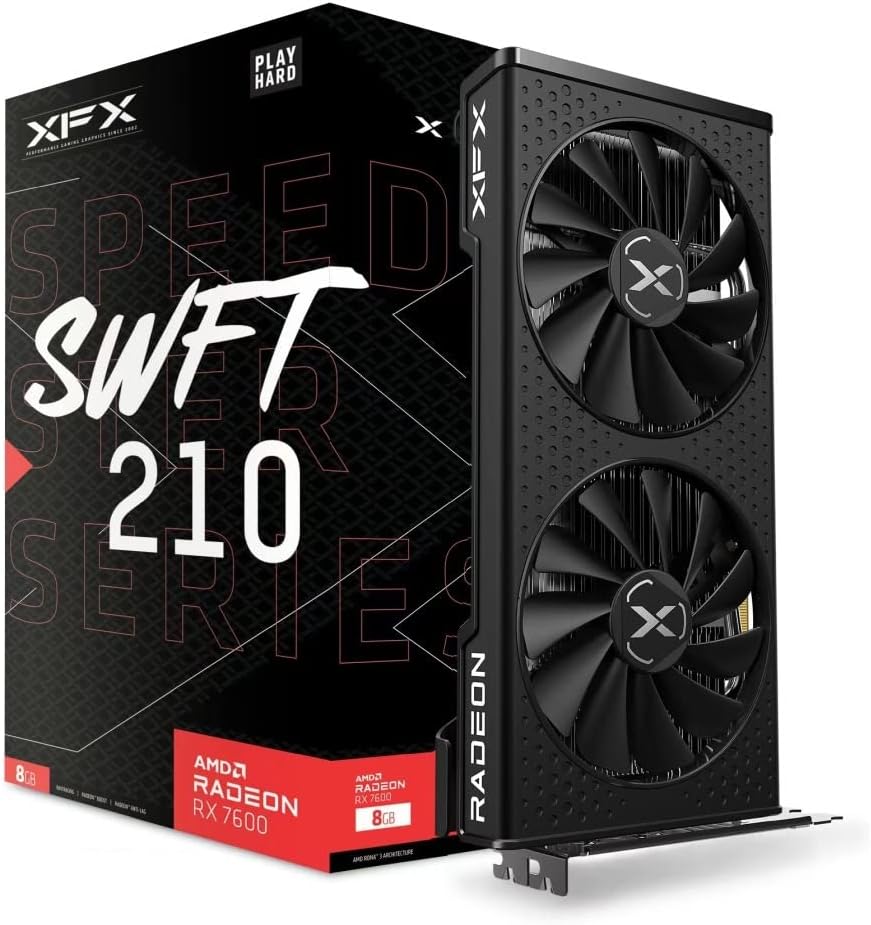 XFX Speedster SWFT210 Radeon RX 7600 Graphics Card with 8GB GDDR6 HDMI 3xDP, AMD RDNA 3 RX-76PSWFTFY