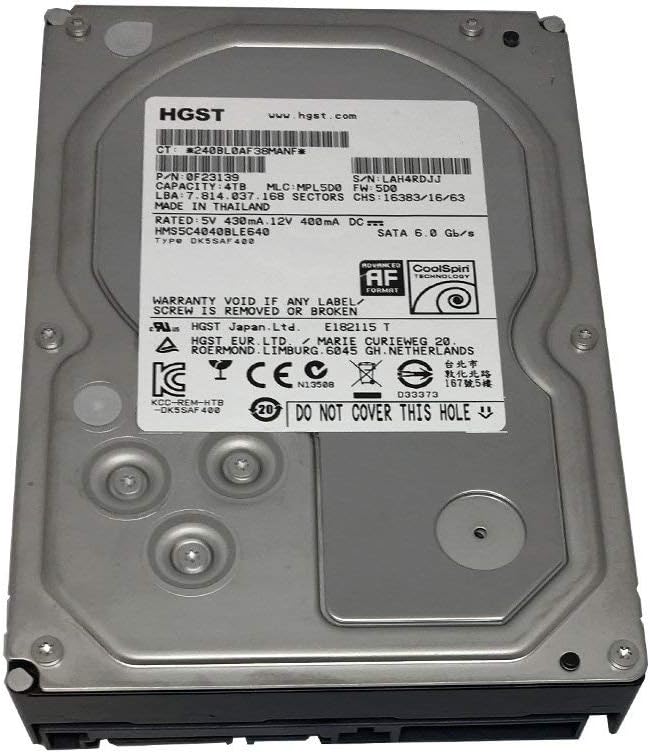 HGST MegaScale DC 4000.B HMS5C4040BLE640 4TB Coolspin 64MB Cache SATA III 6.0Gb/s 3.5in Enterprise Hard Drive (Server, RAID, NAS, PC/Mac, CCTV DVR)- w/5 Year Warranty (Renewed)