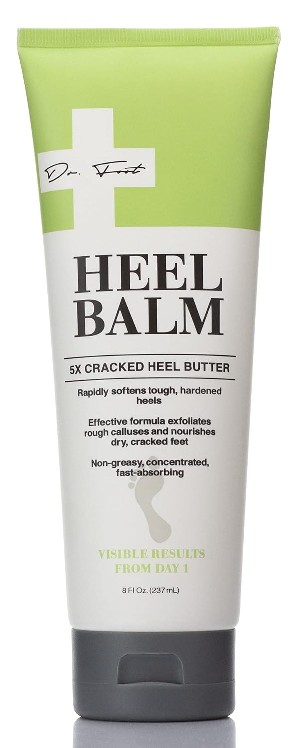 Dr Foot Cracked Heel Butter Moisturizer Foot Cream Skincare Lotion. Moisturizing Skin Care Balm For Dry Cracked Feet Rapidly Softens Tough Heels & Exfoliates Rough Calluses, Non-Greasy, Large 8 Fl Oz