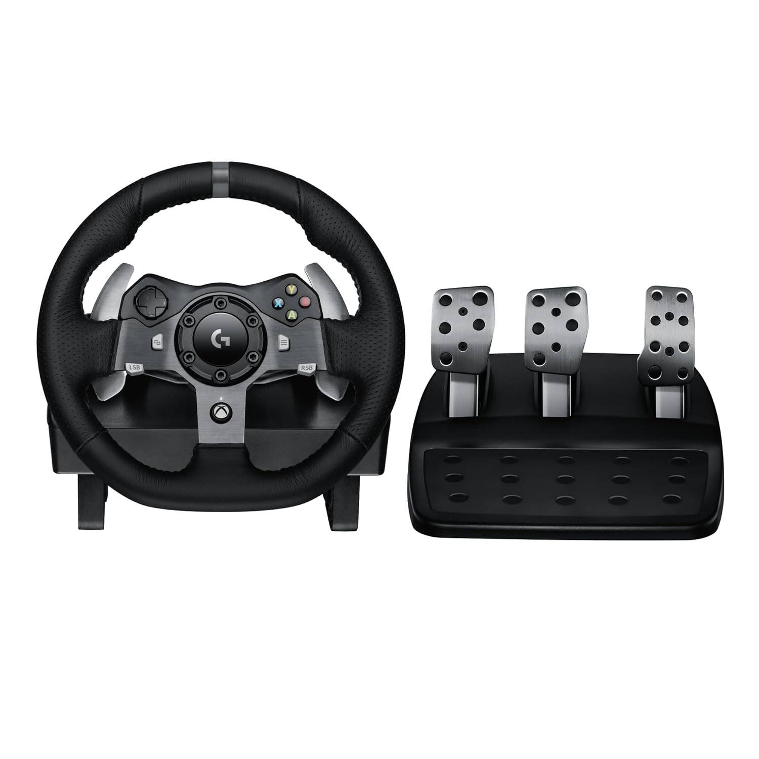 Logitech G920 Driving Force Racing Wheel and Floor Pedals, Real Force Feedback, Stainless Steel Paddle Shifters, Leather Steering Wheel Cover for Xbox Series X|S, Xbox One, PC, Mac – Black