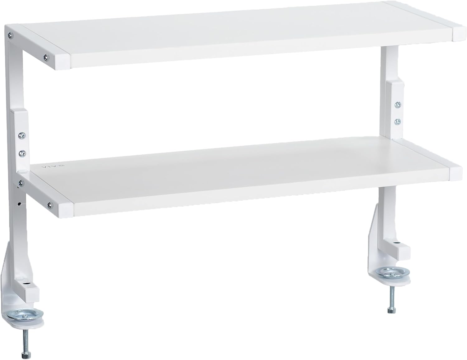 VIVO Clamp-on 24 inch Above or Below Desk 2-Tier Shelving Unit for Table Accessories, Gaming Devices, and More, Storage Tray, Desktop Organizer, White, STAND-SHELF24C-W