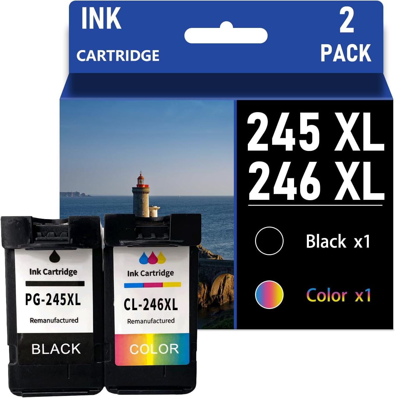 PG-245XL CL-246XL Ink Cartridges Compatible for Canon PG 245 CL 246 XL High Yield Replacement Fit for Canon Pixma MX490 MX492 TS3122 MG3022 IP2820 TS202 MG2520 MG2525 MG2555 MG3020 Printers