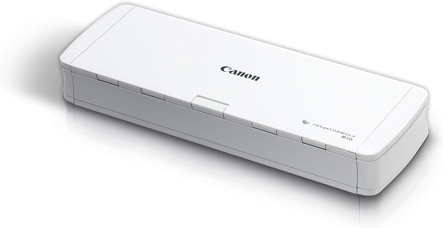 Canon imageFORMULA R10 Portable Document Scanner, 2-Sided Scanning with 20 Page Feeder, Easy Setup for Home or Office, Includes Software, (4861C001)