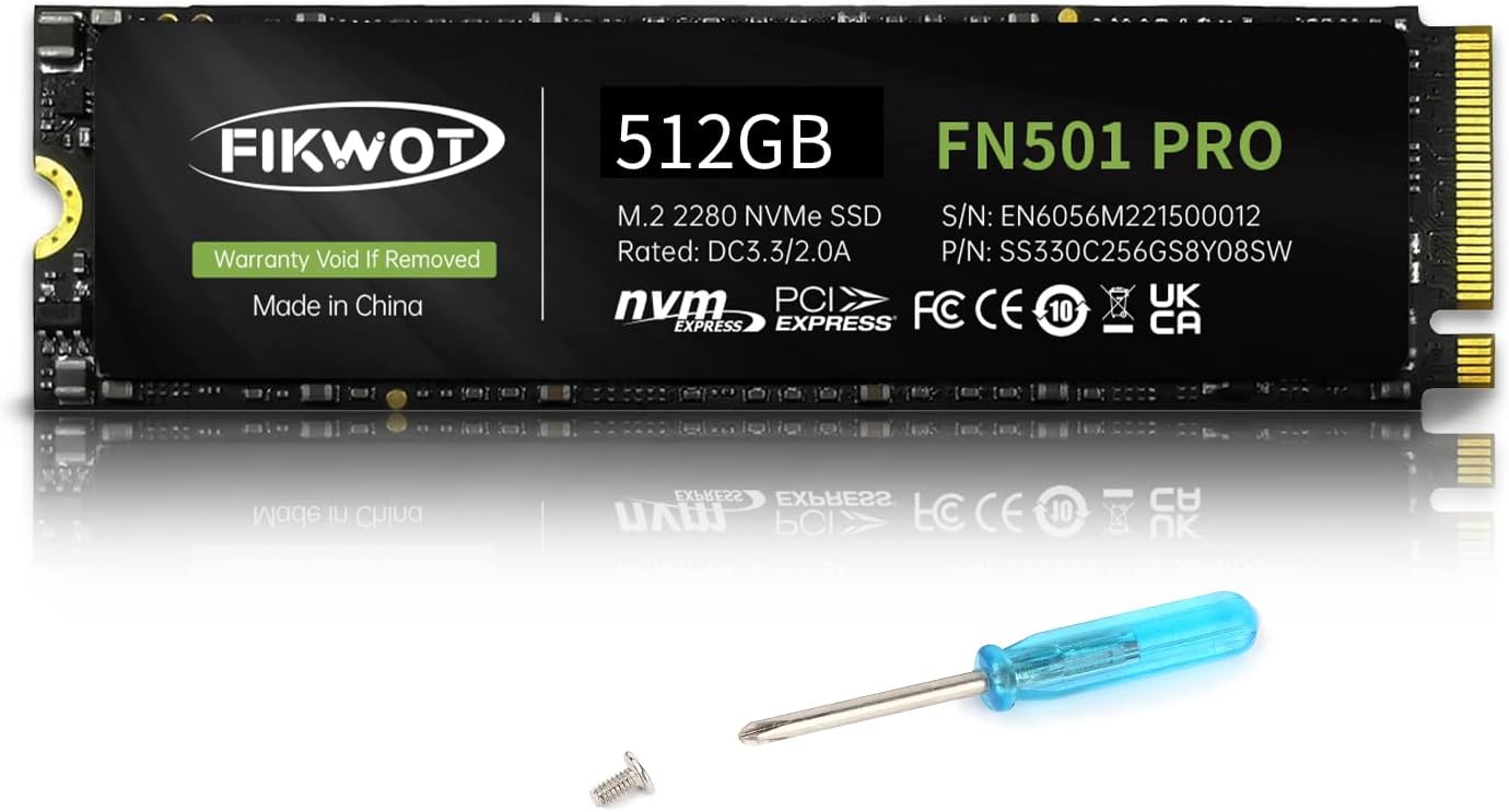 FN501 Pro 512GB NVMe SSD – M.2 2280 PCIe Gen3 x4 Internal Solid State Drive with Graphene Cooling Sticker, Up to 3,500MB/s, SLC Cache 3D NAND TLC, Compatible with Laptop & PC Desktop