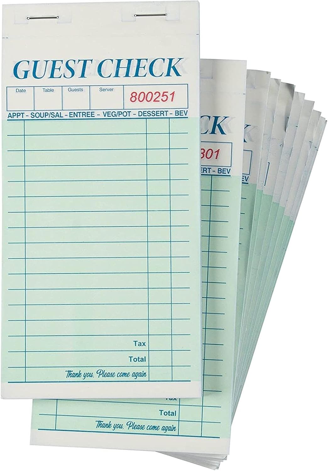 Juvale 10 Pack Restaurant Server Note Pads with Carbon Copy for Guest Checks, Waiter, Waitress 500 Total Tickets (3×7 in)