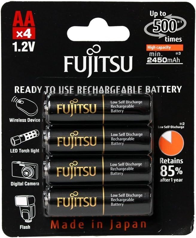 Fujitsu Ready-to-use AA Rechargeable Battery NiMH 1.2V Min. 2450mAh x 12 Batteries