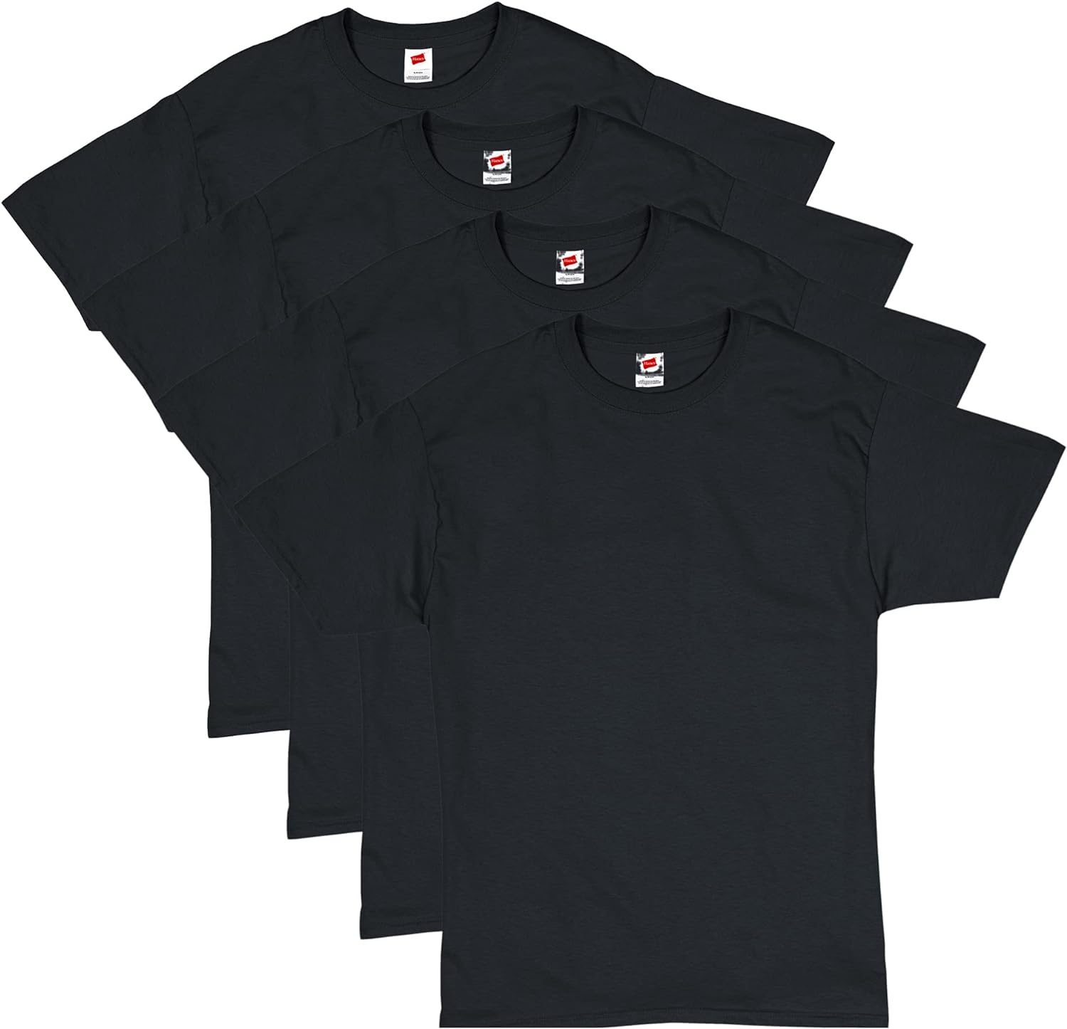 Hanes Men’s Short Sleeve T-Shirt Pack, Essentials Crewneck Cotton T-Shirt, 4 or 6 Pack