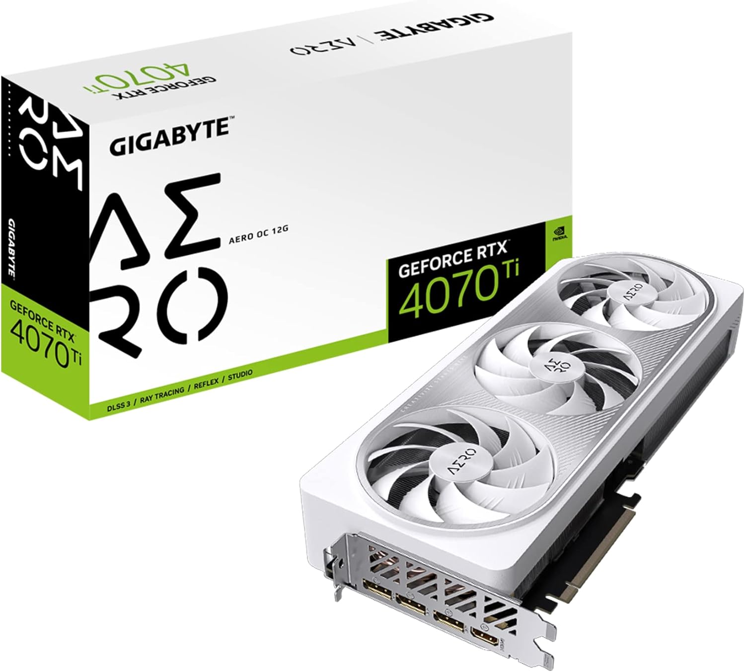 GIGABYTE GeForce RTX 4070 Ti AERO OC 12G Graphics Card, 3X WINDFORCE Fans, 12GB 192-bit GDDR6X, GV-N407TAERO OC-12GD Video Card