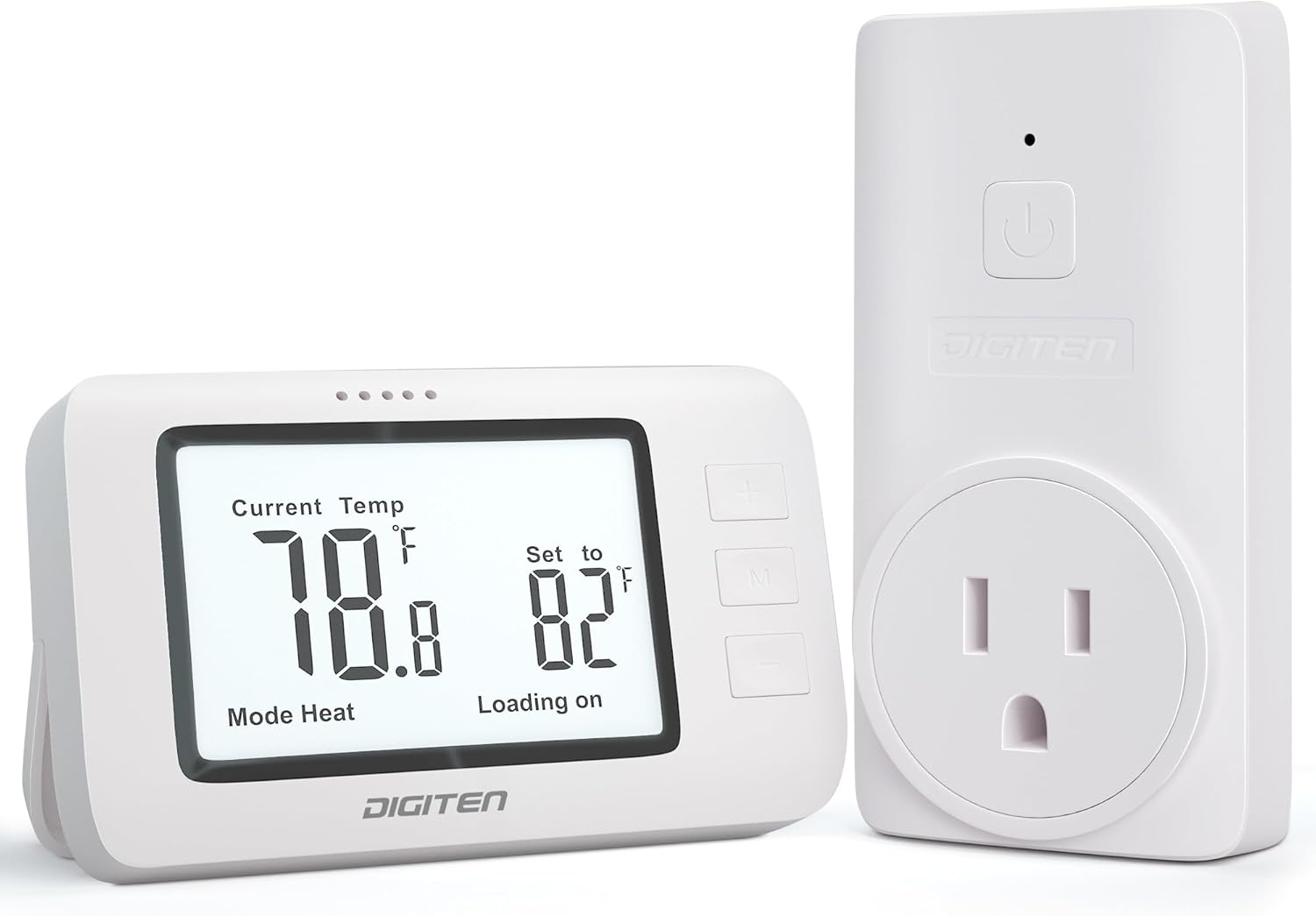 DIGITEN Wireless Thermostat WTC100 Pro Temperature Controller for Cooling & Heating, Remote Controlled Outlet, Easy-to-Use and Non-Programmable Thermostats for Home