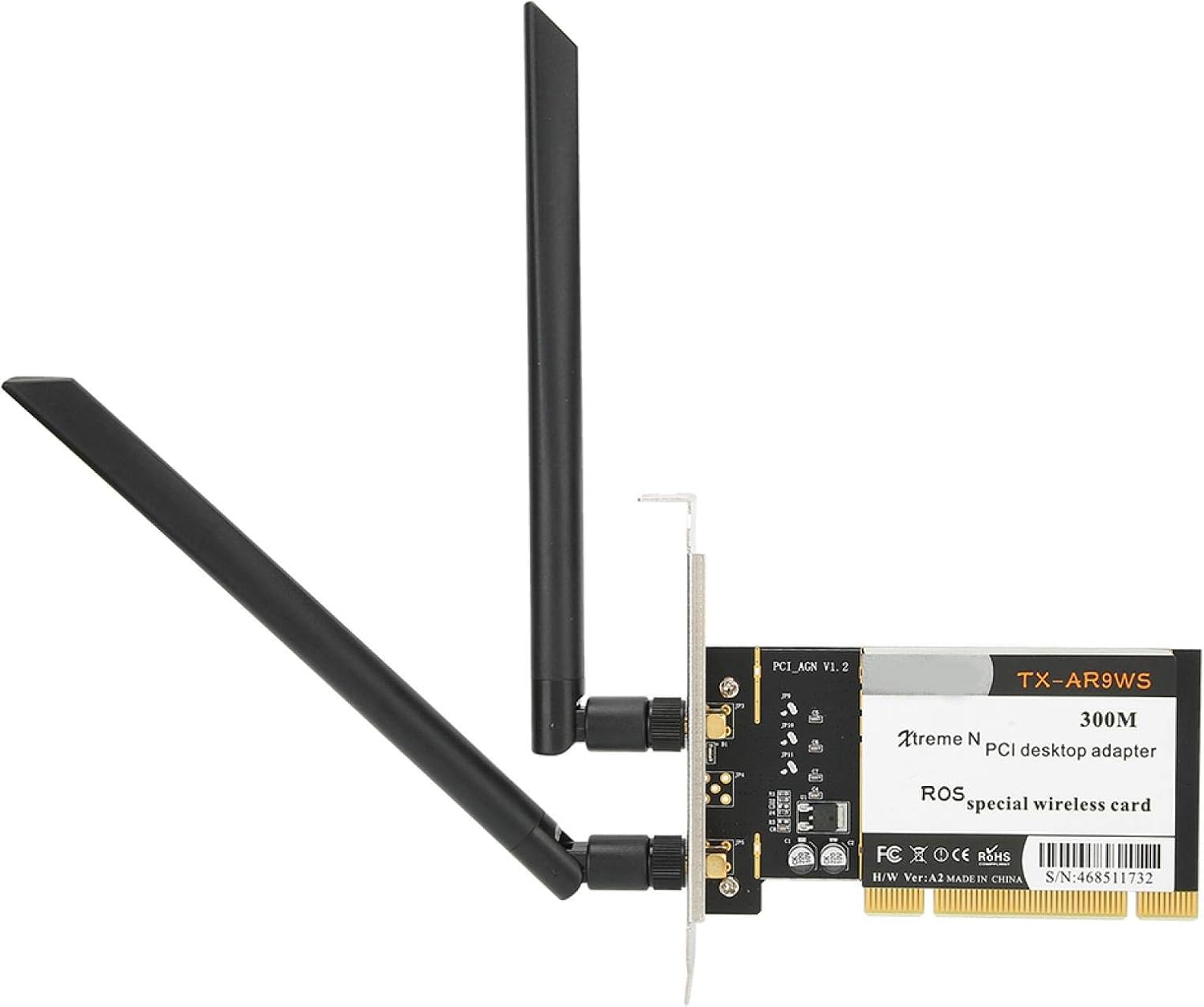 Dilwe TX-AR9WS AR9220 PCIe Card, 300Mbps Network Card with 2 Antennas, 802.11b/g/n PCI Express Wi-Fi Adapter for Win XP/WIN7/WIN8/WIN10, Support Shared