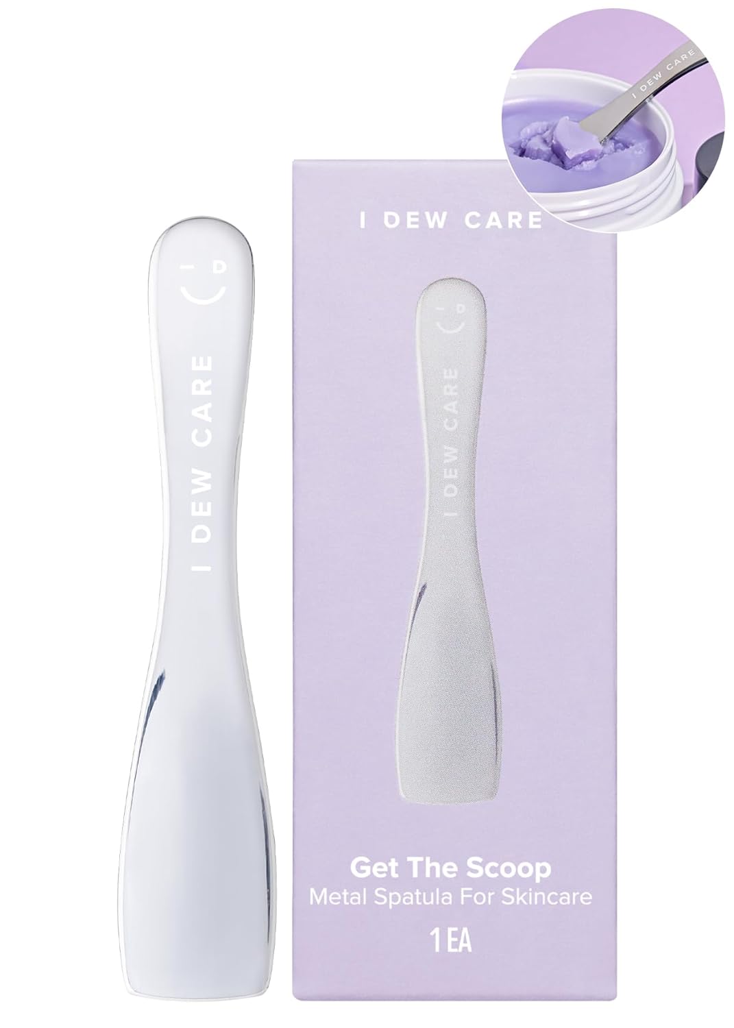 I DEW CARE Skincare Multi-functional Applicator – Get The Scoop | Stainless Steel Makeup Spatula, Mini Spoon Beauty Scoop, Beauty Tool for Cream, Lip Balm, Wash-Off Masks, Mixing, Depuffing