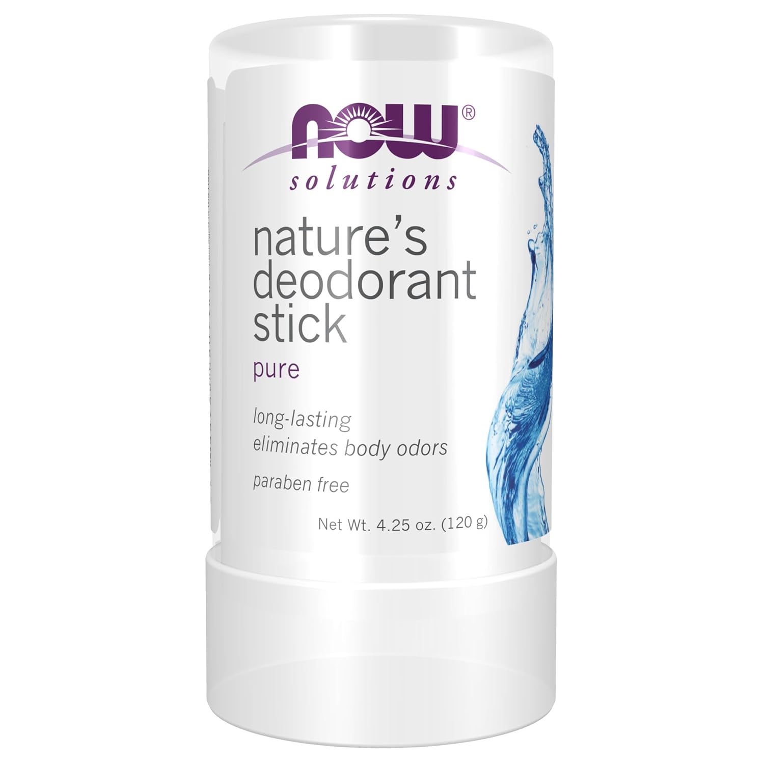 NOW Foods Solutions, Nature’s Deodorant Stick, Deodorant Stone, 100% Pure and Natural, Long-Lasting Body Odor Elimination, 3.5 oz.