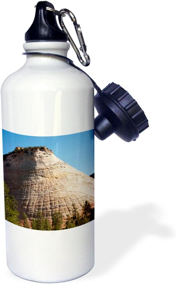 3dRose “USA Utah, Checkerboard Mesa in Zion National Park-US45 LFO0002-Lee Foster” Sports Water Bottle, 21 oz, White