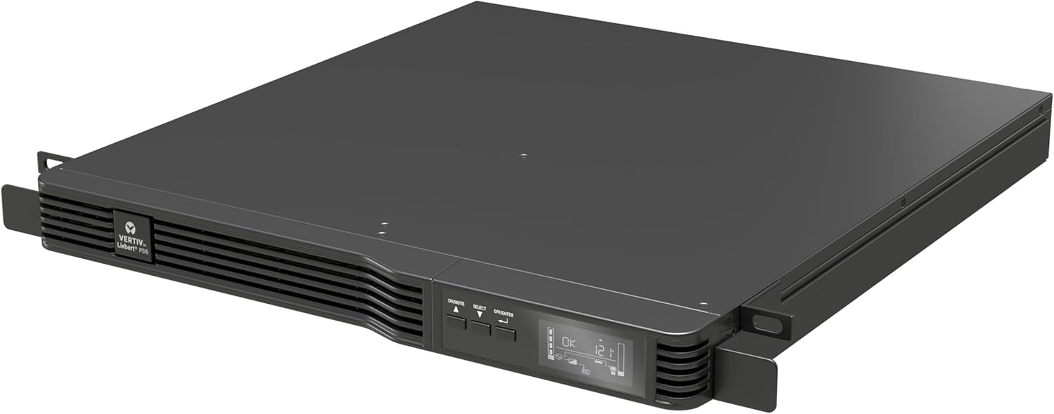 Vertiv Liebert PSI5 UPS – 1000VA 900W 120V 1U Line Interactive AVR, Rack, Lead Acid, 0.9 Power Factor, Pure Sine Wave, 2 Programmable Outlets, Power Backup with Surge Protection (PSI5-1000RM1201U)