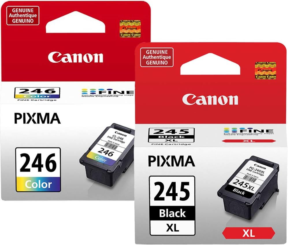 Canon PG-245 XL High Capacity Black Ink Cartridge (8278B001) CL-246 Color Ink Cartridge (8281B001)