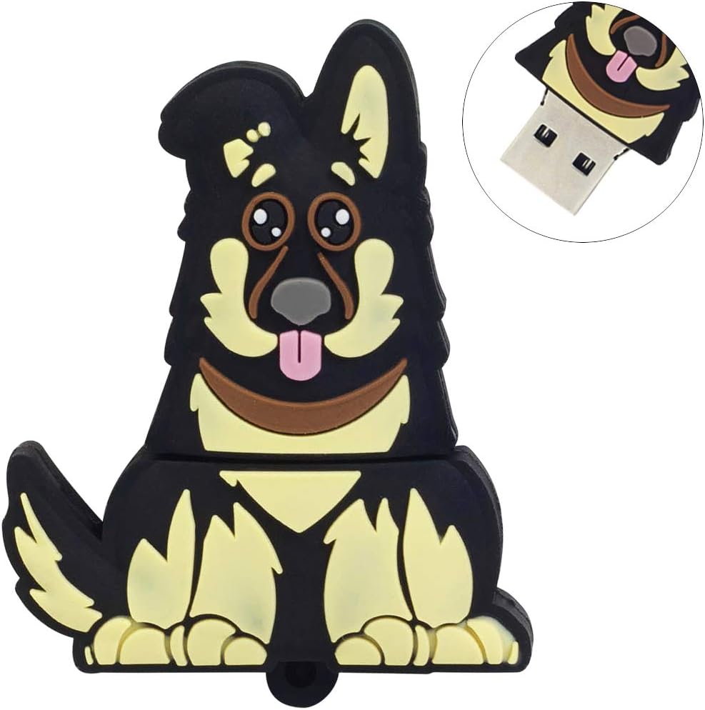 LEIZHAN Cute USB Flash Drive 32GB Cartoon Dog Pendrive Memory Thumb Stick USB2.0 Animal Jump Drive Character Data Storage Gift USB Disk Pendrive with Key Chain