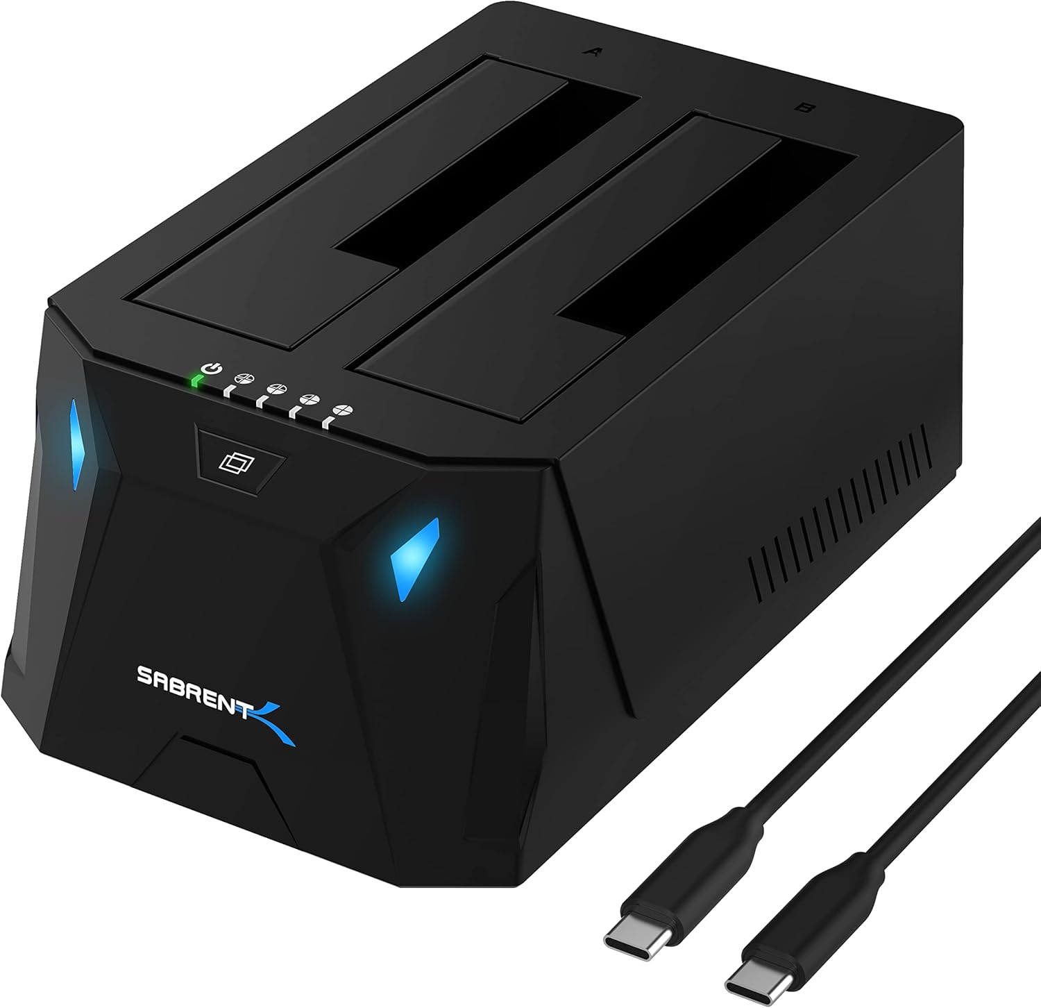 SABRENT USB Type C SATA 2.5” & 3.5” Dual Bay Hard Drive Docking Station | Offline Cloning | Up to 5Gbps | Tool Free Installation (EC-CH2B)