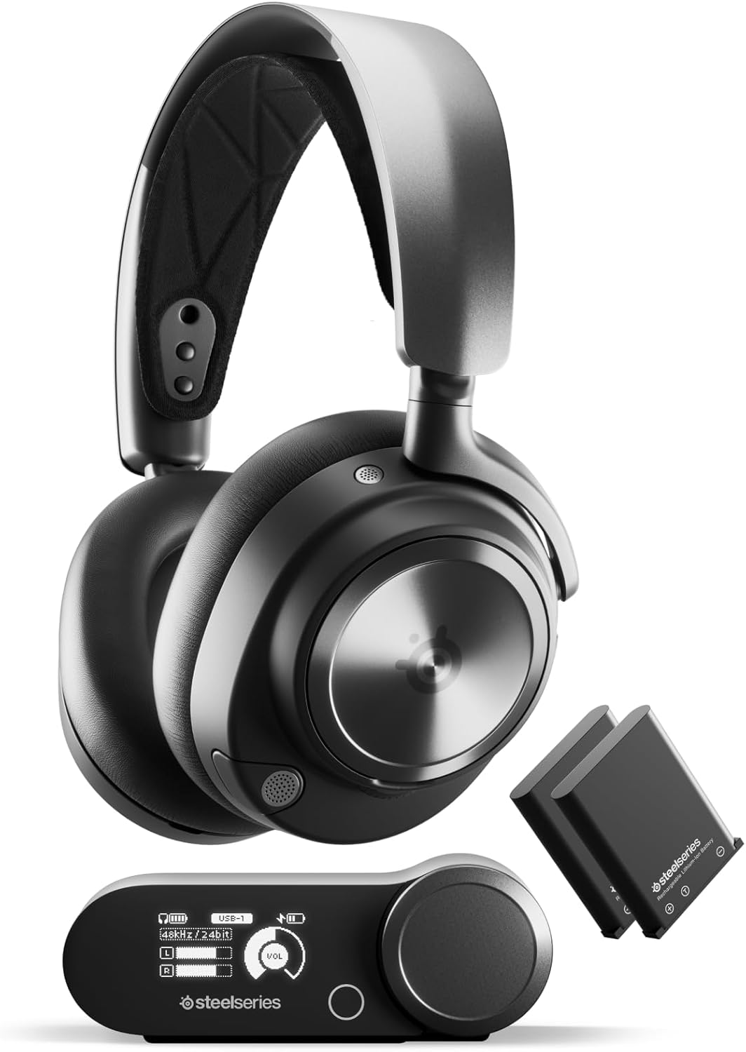 SteelSeries Arctis Nova Pro Wireless Multi-System Gaming Headset – Premium Hi-Fi Drivers – Active Noise Cancellation – Infinity Power System – ClearCast Gen 2 Mic – PS5, PS4, PC, Switch, Mobile