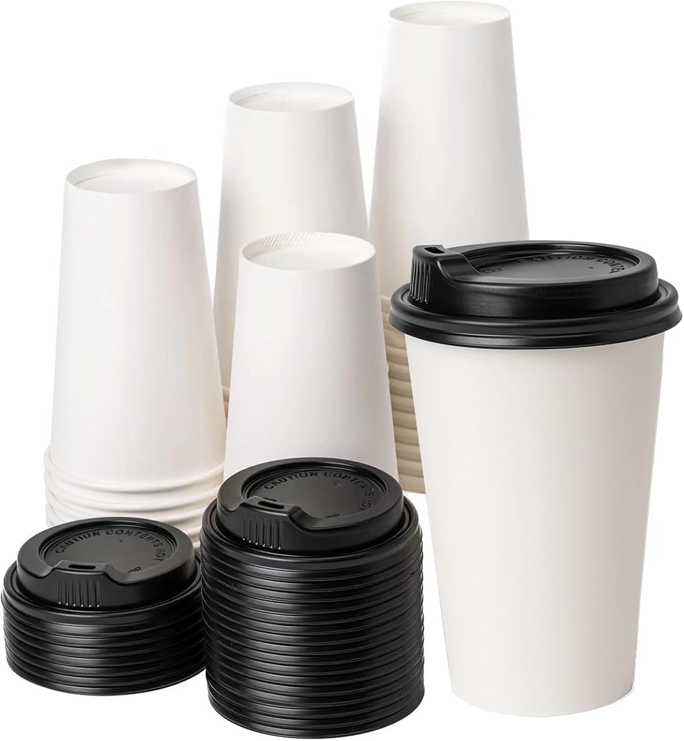 YEEHAW 100 Pack 16 oz Disposable Coffee Cups with Lids, Heat & Leak-proof Paper Cups, to Go Coffee Cups for Hot & Cold Beverage