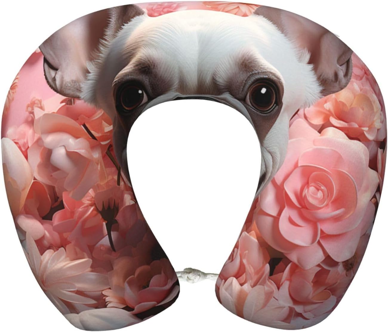 Neck Pillow U Shape Travel Pillow Comfortable Memory Foam Airplane Pillow for Head Support Pink Flower Dog Travel Neck Pillows for Sleeping Support Pillow for Camping Trains Self-Driving Cars Office