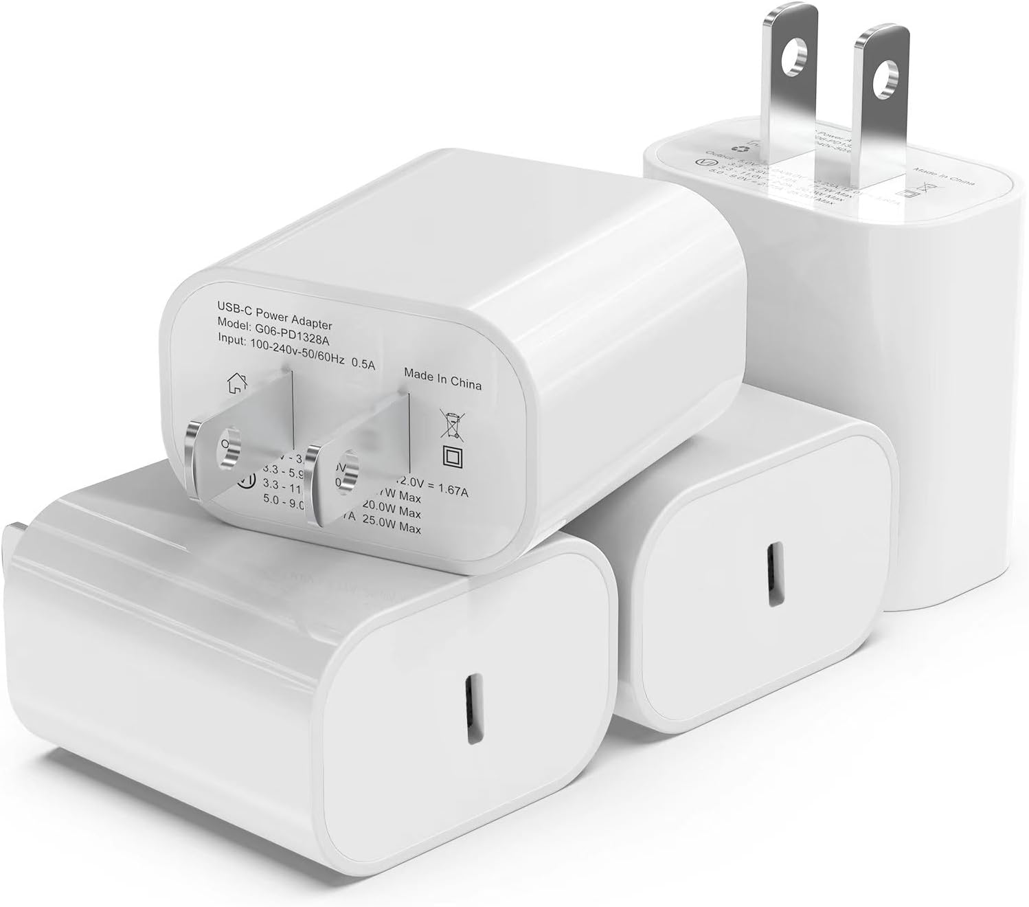 4Pack USB C Charger Block, iGENJUN 20W for Phone Fast Charger Wall Charger with PD 3.0, Compact Type C Power Adapter for Phone 16/15/14/13, Galaxy, Pixel, AirPods Pro (Arctic White)