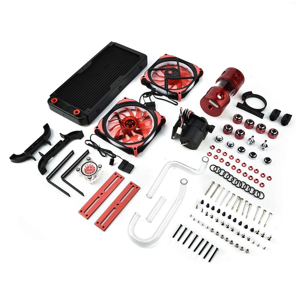 Computer Water-Cooled Set,PC Water Cooling Kit,18 Waterways Liquid CPU Cooler Kit with SC600,Water and Fans,G1/4 CPU/GPU Block Pump Heat Sink,DIY Water