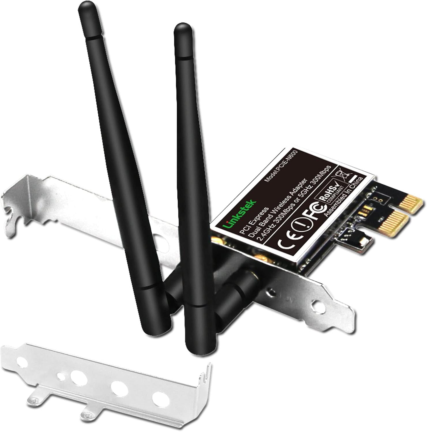 Wireless N 600Mbps (2.4GHz 300Mbps and 5GHz 300Mbps) PCIE WiFi Adapter, PCIE WiFi Card, QUALCOMM Atheros AR946X Wireless Network Adapter for Windows 10 8.1 8 7 XP Desktop PCs (PCIE-N600)