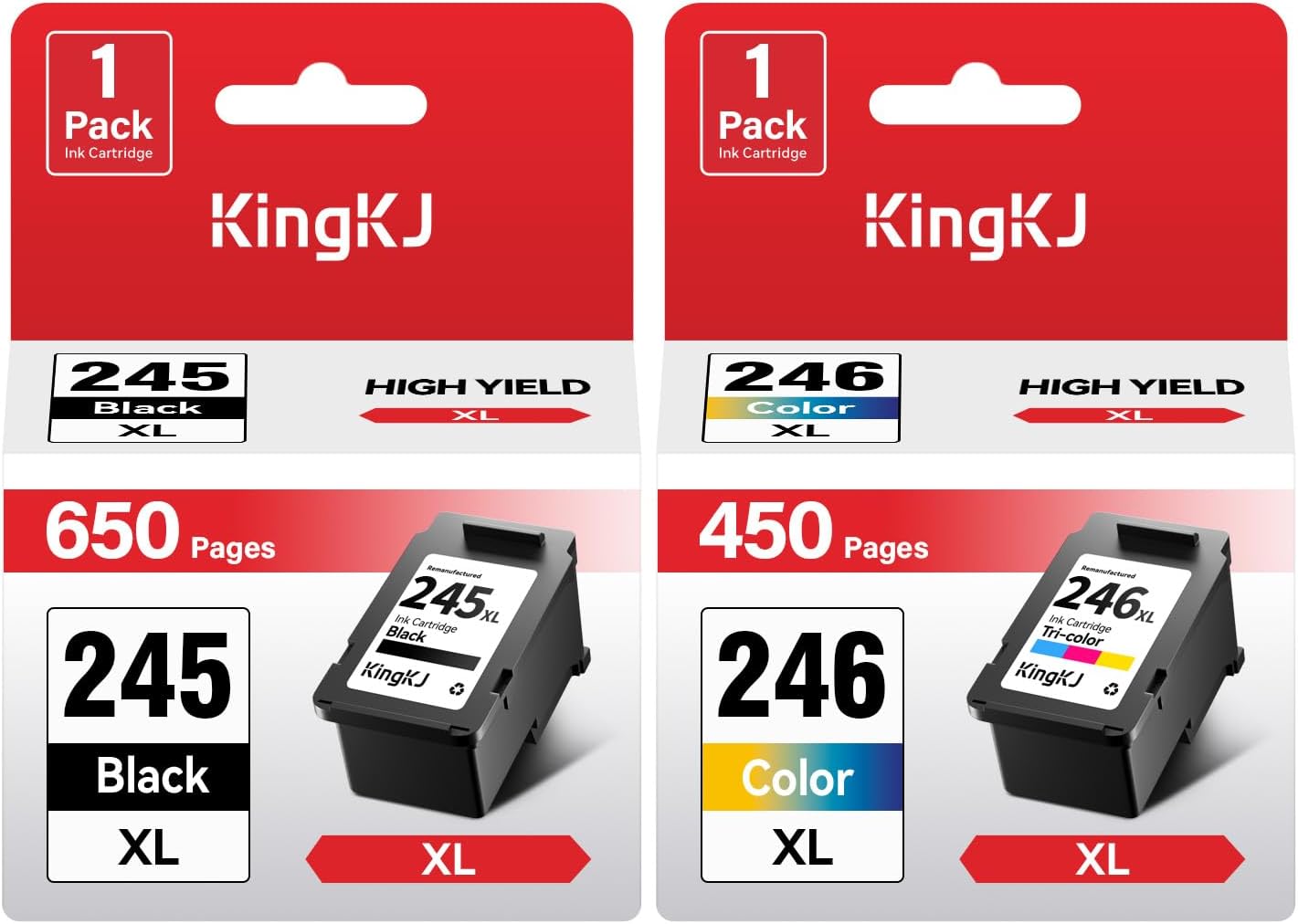 245XL 246XL Ink Cartridge Combo Pack Replacement for Canon PG-245XL CL-246XL 245 246 Compatible for iP2820 MG2420 MG2924 MG2920 MX492 MG3020 MG2525 TS3120 TS302 TS202 TR4520 Printer Inkjet Black Color