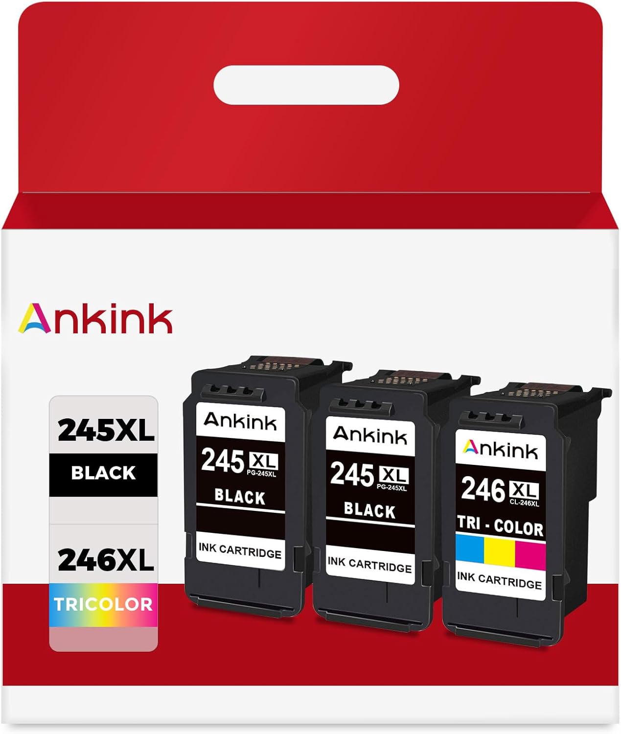 Ankink Compatible Ink Cartridge Replacement for Canon 245XL 246XL (Black Color 3-Pack) PG 245 CL 246 XL for MX490 TR4520 TS3322 TR4522 TR4500 TS3122 TS3300 MX492 MG2522 TS3100 TS3320 MG2500 Printer